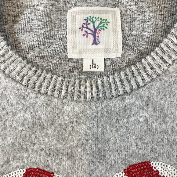 Colortro Girls Grey Soft Candy Cane Sweater Size L 14/16 - Picture 2 of 9